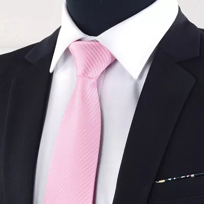 Men Fashion Solid Color Zipper Tie Wedding Party Formal Business Necktie~} • $5.45