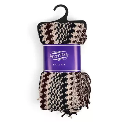 UNISEX Knit WINTER SCARF Women Or Men BLUE BROWN GRAY Fringed • $9.95