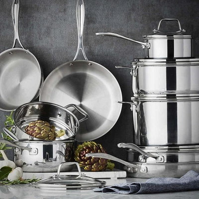 $149.99 • Buy 14-Piece Tri-Ply Cookware Set Heavy-gauge Tri-ply Clad Construction