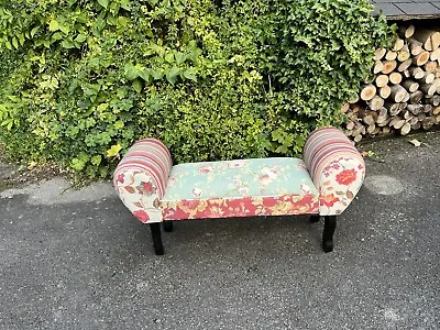 Shabby Chic Chaise Pouffe Stool Wood Legs  Multicoloured • £125