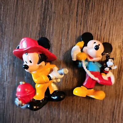 Vintage Disney Mickey Mouse Fireman & On Telephone 2.5  Figure Lot Cake Toppers  • $15.99