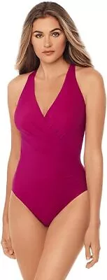 Miraclesuit Women's Swimwear Wrapsody Tummy Control Soft Cup 1 Pc Swimsuit  Pink • $94.99