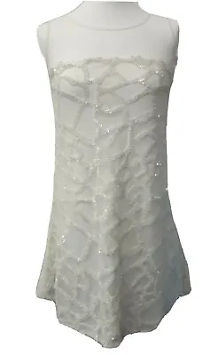 £29 • Buy Rare London Topshop Sequin White Mini Skater Dress Sleeveless Embellished UK8 36