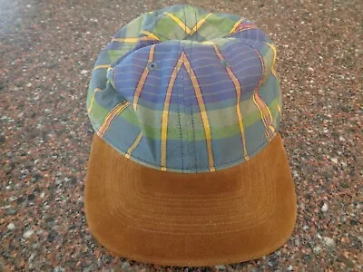 J.CREW Plaid Baseball Cap W Suede Brim Baltic Madras Snap Strap One Size NWT • $38.75