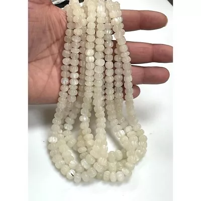 Moonstone Natural Gemstone Hand Carved Cantaloupe Shape Faceted Beads 18 Inch • $29.99