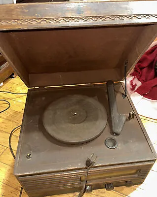 Vintage AM Tubes Radio Record Player Wood Frame Box Case • $60