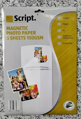 £12.99 • Buy Script Office Excellence MAGNETIC A4 Photo Paper 5 Sheets 150gsm Quick Drying