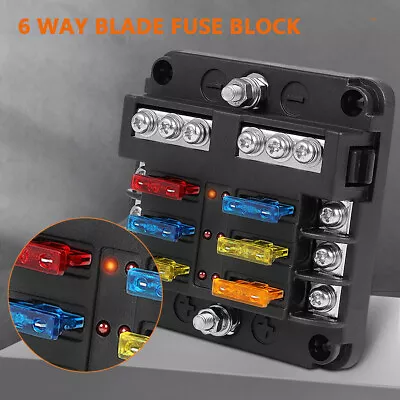 Blade Fuse Box Block Holder With Negative Universal ATC/ATO Automotive 12V 6-Way • $14.88