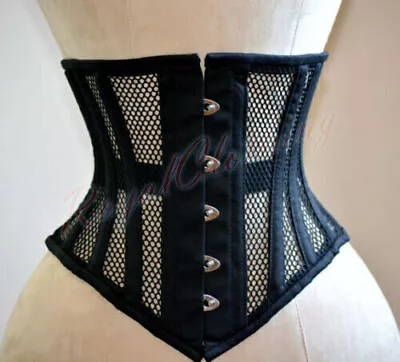 Waist Training Mesh Underbust Steel Boned Corset Black BodyShaper • $24.99