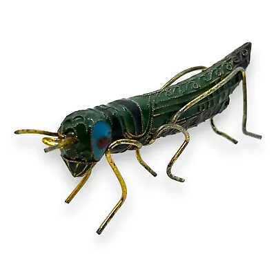 Vintage Cloisonne Grasshopper Ornament Gold Tone Detailed Rare Insect Christmas • $34.99