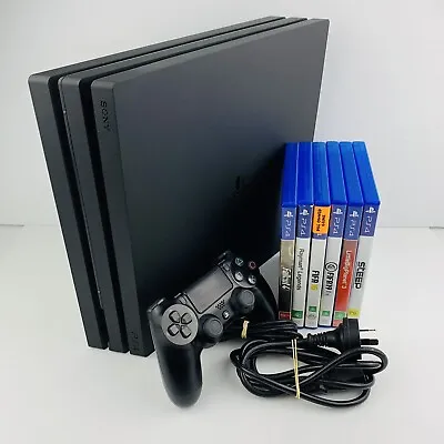$299.95 • Buy Sony PlayStation 4 PS4 Pro 1TB Black Console + Cables & Controller + 6 Games