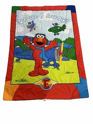 Vintage Sesame Street Baby Blanket Elmo Cookie Monster Airplanes Toddler Cloud • $21.99