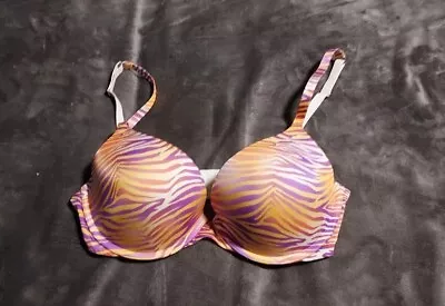 Victorias Secret  Biofit Demi Uplift Purple/orange Zebra Underwired Bra 34d. • $19