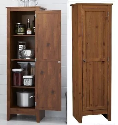 Storage Cabinet Cupboard Linen Closet 1 Door Pantry Bath Kitchen 4 Shelf Retro • $159.99