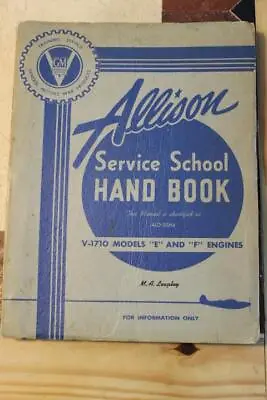 Original 1943 P-38p-39p-40p-51 Allison V-1710 Flight Manual Aircraft Handbook • $199.99