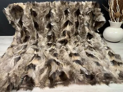 Authentic Real Fox Fur Throw 64' X 80'' With Crafted From Patchwork Pieces • $949.95
