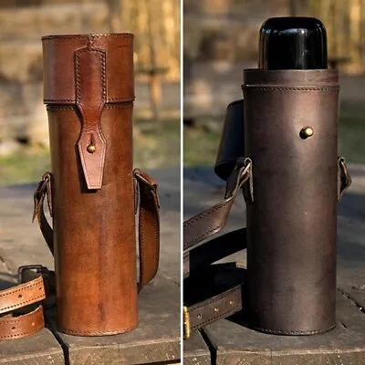 Leather Thermos Holder & Flask Perfect For Stage Costume LARP Or Re-enactment • £63