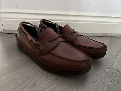 Chatham Mens Brown Slip On Leather Sailing Boat Deck Shoes - Size UK 10 • £29.99