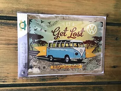 Volkswagen Lets Lost Vintage Retro Sign Tin Signs METAL POSTCARD • £4.99