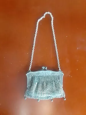 Antique German Silver Chainmail Mesh Handbag Coin Purse • $13.50