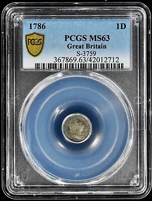 1786 TONED George III Great Britain Silver Maundy Penny 1D PCGS MS 63 S-3759 • $229.95