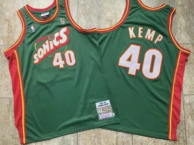 Seattle Supersonics Shawn Kemp NBA Finals Green Vintage Throwback #40 Jersey • $43.99