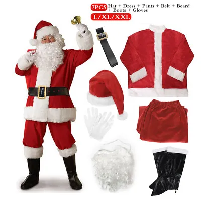 £15.29 • Buy Santa Claus Costume Father Outfit Christmas Flannel Suits Mens Adult Fancy Dress