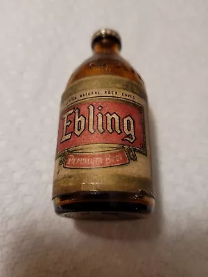 1940s SALESMAN SAMPLE Vintage Beer Advertising Ebling Mini Brown BEER Bottle BAR • $9.99