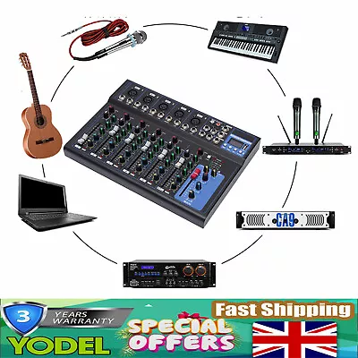 Professional Audio Mixer Sound Board Console Desk System Interface 7-Channel USB • £69.93