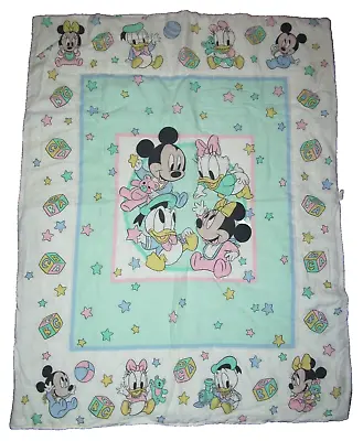 Vintage Dundee Disney Baby Quilted Crib Blanket Minnie Mickey Mouse Donald Daisy • $87.96