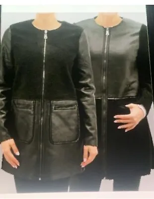 Vero Moda Denim Dept Size S Small Reversible Leather Black Jacket Coat Rrp £68 • $35.46