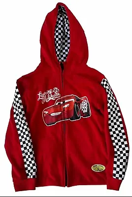 DISNEY STORE 'CARS' Lightning McQueen Zip-Front Hooded Jacket US 9/10 • £18.43