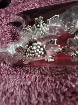 4 Vtg Ornate Grape Clusters Silver Plated Place Card Holders Original Pkg B45 • $15