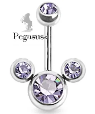 £7.99 • Buy NEW - Lilac Purple   Minnie  Mickey Mouse  Crystal Belly Navel Bar Barbell