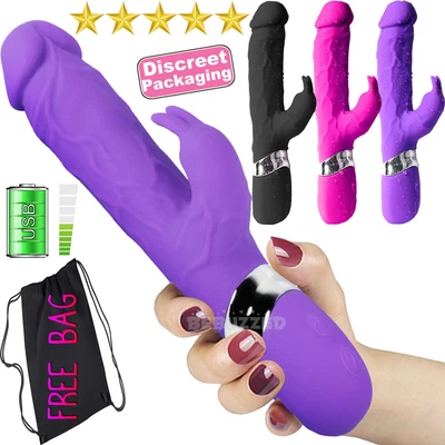 $14.95 • Buy 9  Large Rabbit Vibrator Veined Big Realistic Dildo Rechargeable Clit Sex Toy
