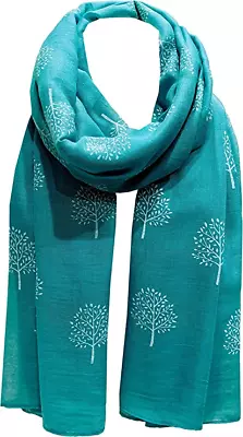 Mulberry Tree Print Scarf Womens Fashion Large Wrap Teal Green • £6.20