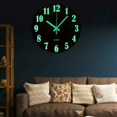 £12.17 • Buy 12 Large Luminous Wall Clocks Glow In The Dark Silent Home Digital Clock Decor