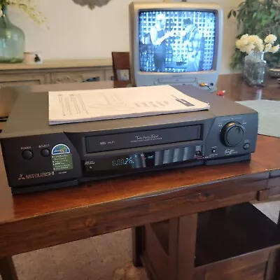 Mitsubishi HS-U590 Hi-Fi 4-Head VHS VCR Twin PerfecTape Tested W/Manual No Rmote • $29