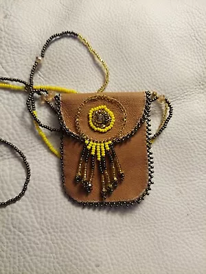 Beaded Leather Medicine Pouch • $27.50