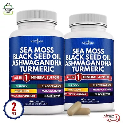 Silica Sea Moss 3000Mg Black Seed Oil 2000Mg Ashwagandha 1000Mg Turmeric 1000mg • $54.88