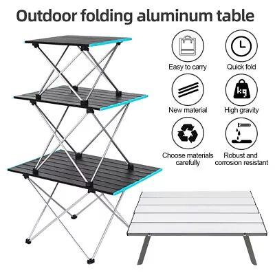 Camping Folding Table Picnic Outdoor Foldable Tables Aluminium Portable BBQ Desk • $21.99