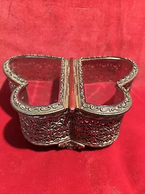 Antique Jewelry Box Casket Butterfly Shape  Red (I7) • $79.99
