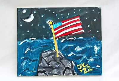 AMERICAN FLAG Jr CHARLIE FAST OUTSIDER POLITICAL FOLK POP ART OLE GLORY STARS US • $60