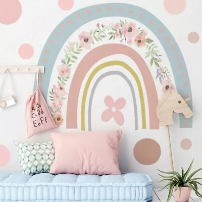 Removable Wall Stickers Watercolour Rainbow Kids Room Decals Home Decor • $20.83