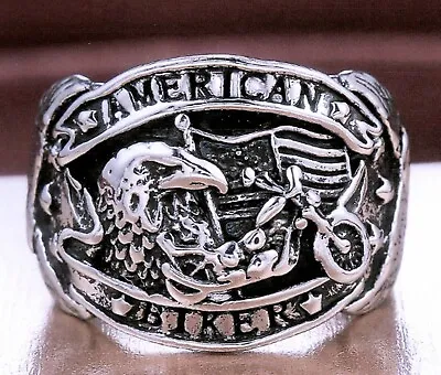Carved Words American Biker UNASEX Ring Motorcycle Freedom Eagle Animal SZ 12 • $11.99