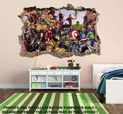 Marvel Superhero Wall Art Stickers Mural Decal Kids Bedroom Decor • £3.89