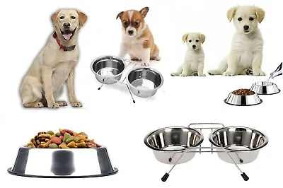 Dog Cat Rabbit Pet Puppy Animal Bowls Small Metal Stainless Steel Food Feed Dish • £6.99