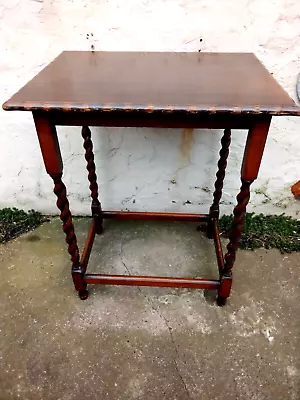 Antique Vintage Wood Barley Twist Occasional Side Table Hall Table • £59