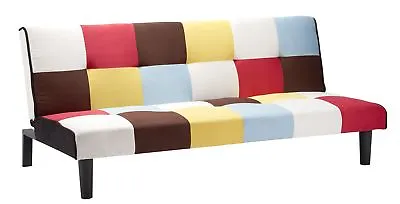 £199.99 • Buy Multi Coloured Sofa Bed Birlea Rainbow 3 Seater Settee Fabric Scandinavian Retro
