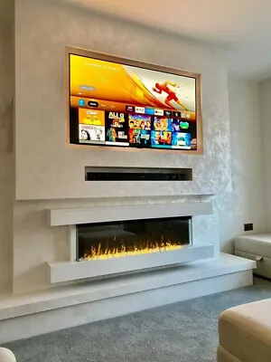 2024 60 Inch Led Flames White Mantel Glass Truflame Wall Mounted Electric Fire • £999.99